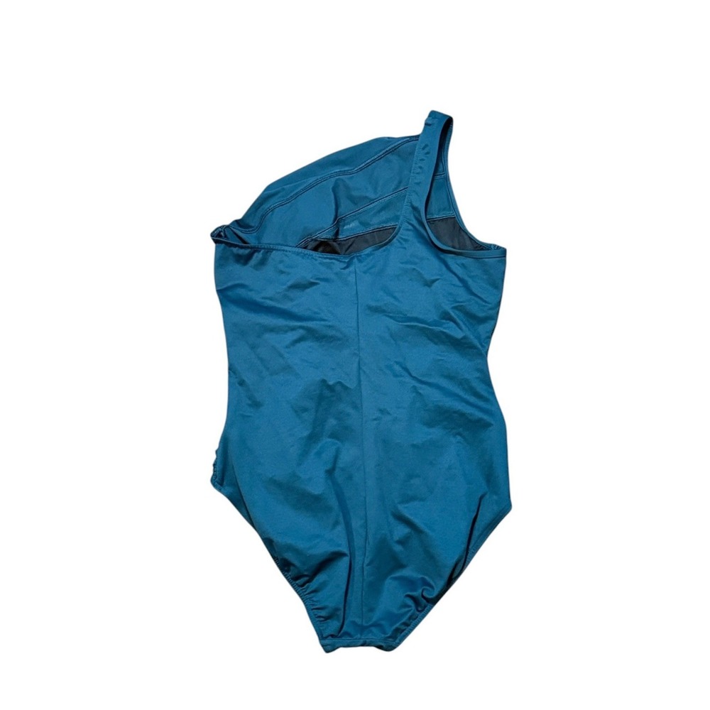 Miraclesuit Womens Jena Swimsuit 16 18 Teal One Shoulder One Piece Tummy Control - Picture 3 of 9